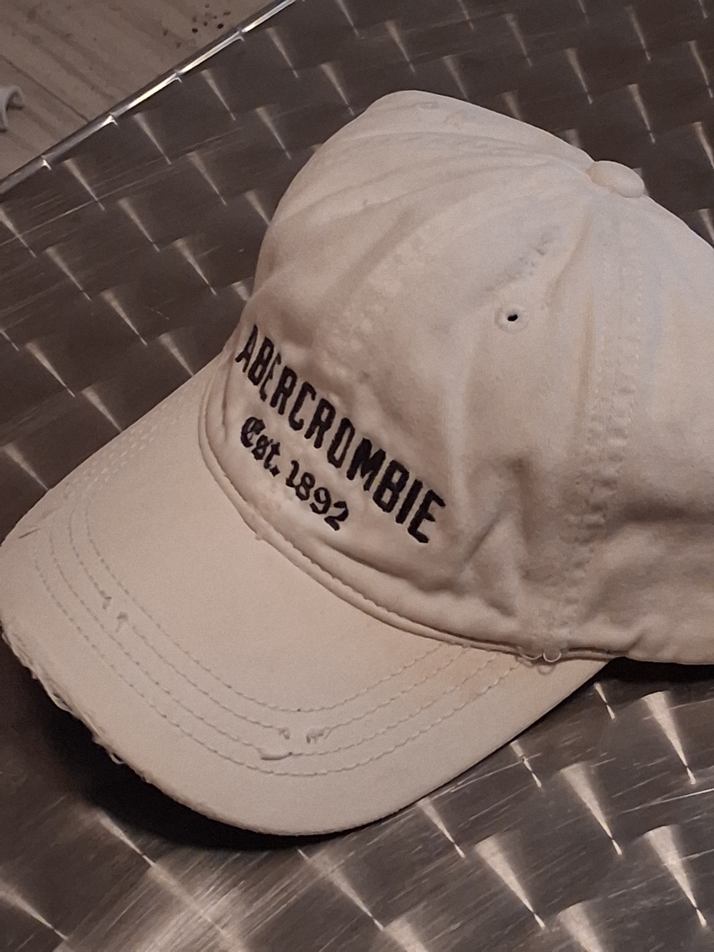 Abercrombie & Fitch Ivory Baseball Cap with Black Embroidery - Picture 3 of 7